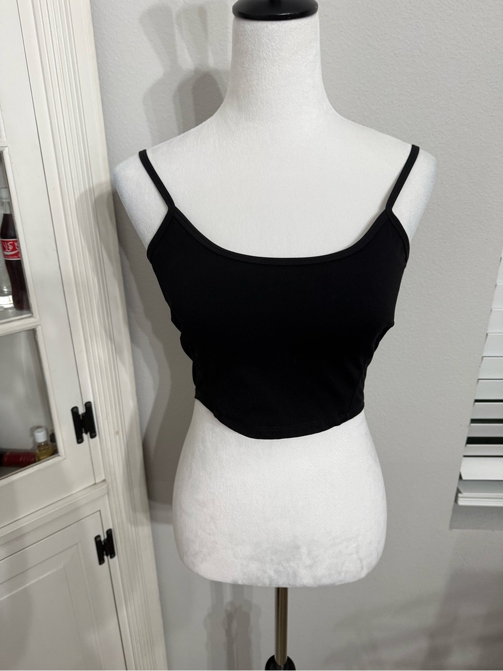 Kimberly Essential Black Spaghetti-Strap Crop Camisole